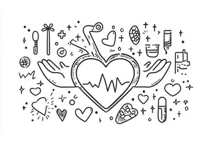 爱心医疗主题手绘插画