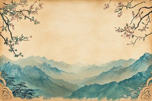 古风山水花卉意境背景图