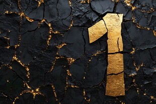 黑金裂纹质感数字1