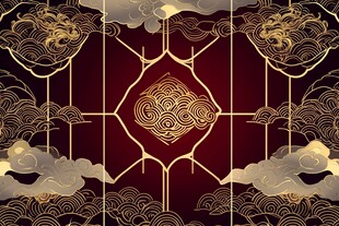 中式古典金云纹装饰图案