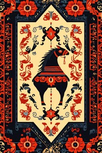 民族风骏马花卉图案设计