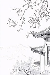 中式楼阁与枝头景致