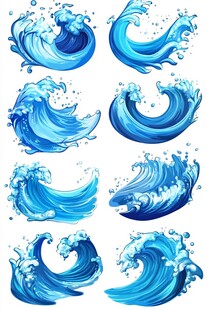 蓝色浪花图案集合
