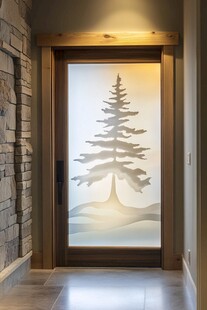 木质松景玻璃门设计展示