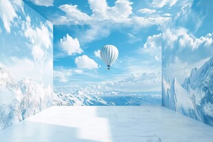 梦幻空间中的热气球之旅