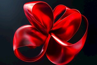 红色立体丝带花朵艺术图