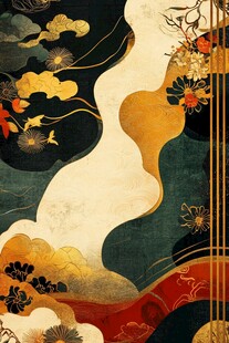 中式古典花卉云纹装饰画