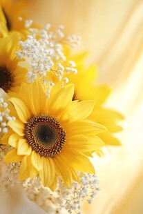 灿烂向日葵与满天星花束