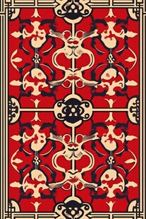 中式复古红色花纹图案