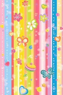 多彩条纹花卉可爱背景图