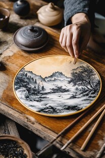 手作山水盘 尽显中式雅韵