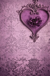 心形框架中的紫玫瑰壁纸