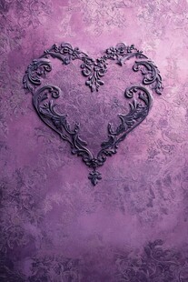 紫色背景上的精致心形装饰
