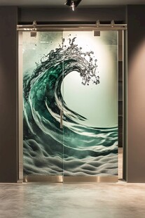 海浪艺术玻璃门