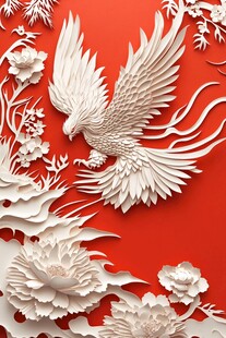 纸艺凤凰牡丹华丽绽放
