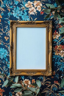 复古金框配花卉背景