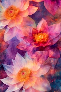 梦幻多彩莲花花卉图案