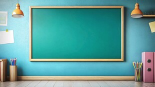简约教室场景的空绿色黑板