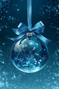 蓝色圣诞装饰球 梦幻背景