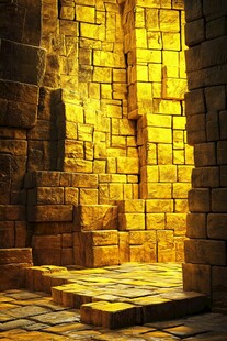 神秘古老的石砌洞穴空间