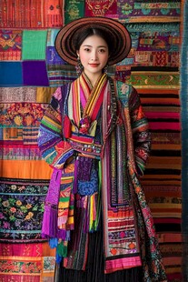 身着绚丽民族服饰的美丽女子
