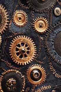 金色机械齿轮的精巧组合