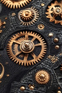 精密金色齿轮机械细节图