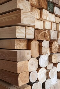 堆叠的多样木材