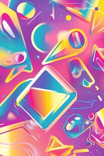 梦幻多彩几何抽象艺术图案