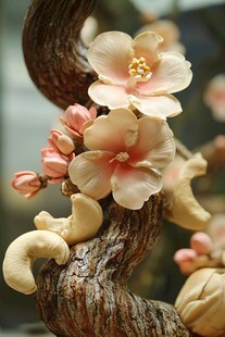 玉雕桃花枝 精致工艺展现