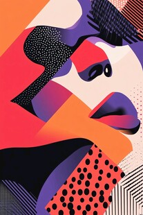 抽象几何风格的女性面部插画