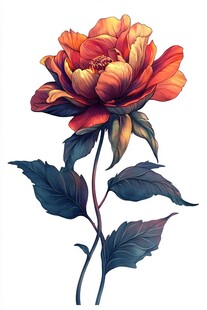 艳丽绽放的单枝多彩牡丹花