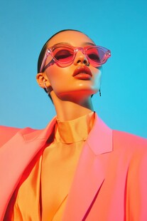 时尚粉衣酷飒墨镜女郎