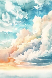 梦幻水彩风格的绚丽天空