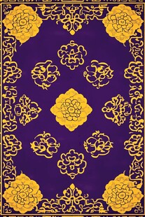 紫色底金色中式传统花纹图案