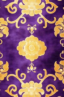 紫色底金色花卉纹样图案