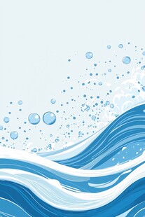 蓝色海浪泡沫插画背景