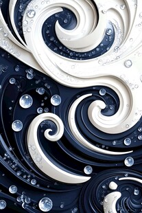 黑白漩涡水滴艺术图案