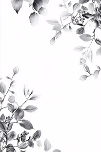 黑白花卉枝叶装饰图案