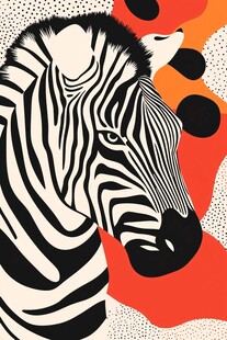 斑马艺术插画 多彩背景