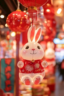 可爱兔子灯扮靓节日氛围