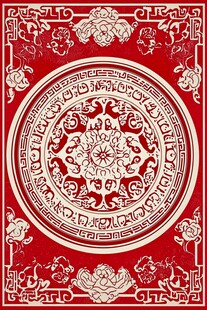 中式传统红色花纹装饰图案