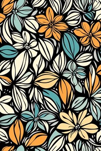 多彩花卉图案无缝背景图