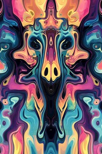 奇幻多彩抽象动物图案