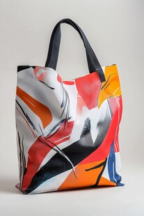 多彩抽象图案手提包