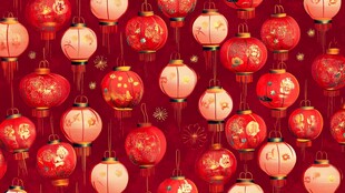 喜庆红灯笼营造节日氛围