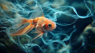梦幻金鱼在灵动水波中游弋