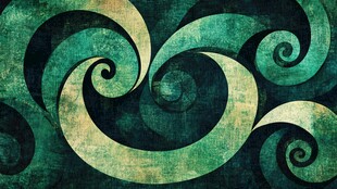 复古绿漩涡纹理背景图案