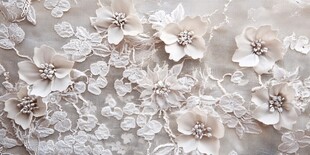 精致白色立体花卉蕾丝面料