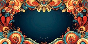 绚丽多彩的复古花纹边框